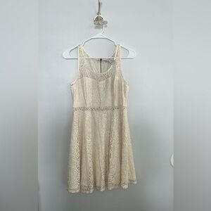 Cream Strapless Lace Dress